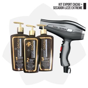KIT ALISADO EXPORT CACAU LITRO + SECADOR LIZZE EXTREME 2400 WATTS