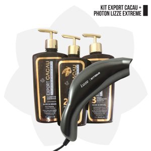 KIT ALISADO EXPORT CACAU LITRO + PHOTON LIZZE EXTREME DOBLE LUZ