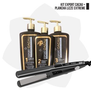 KIT ALISADO EXPORT CACAU LITRO+PLANCHA LIZZE EXTREME 250º