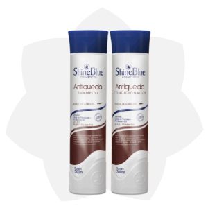 KIT DE SHAMPOO Y ACONDICIONADOR SHINE BLUE ANTI CAÍDA 300 ML